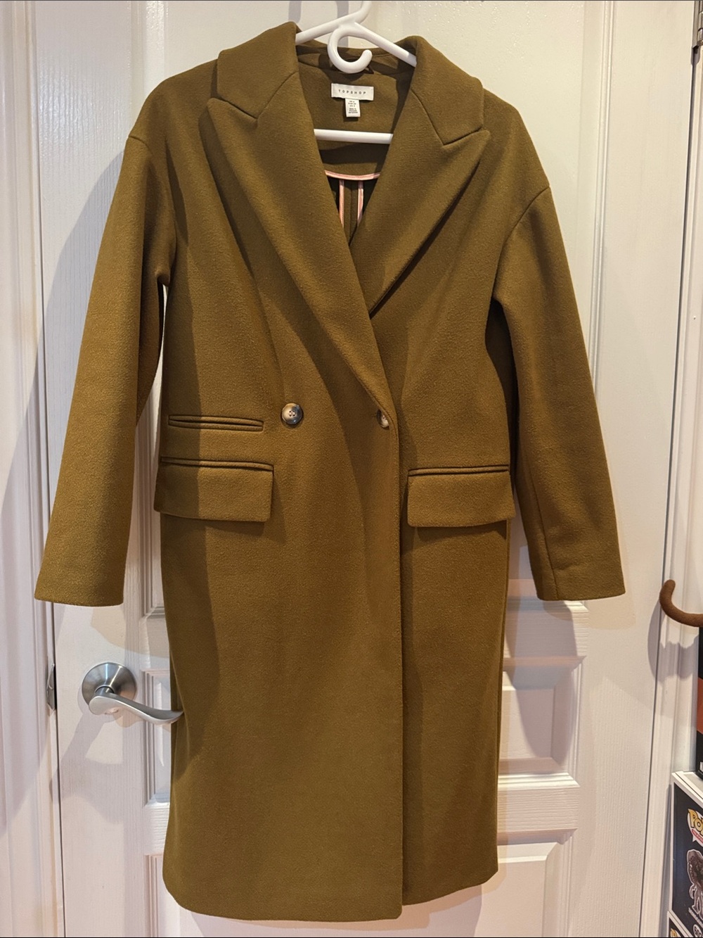 Top shop Olive Brown Long Wool-Blend Coat